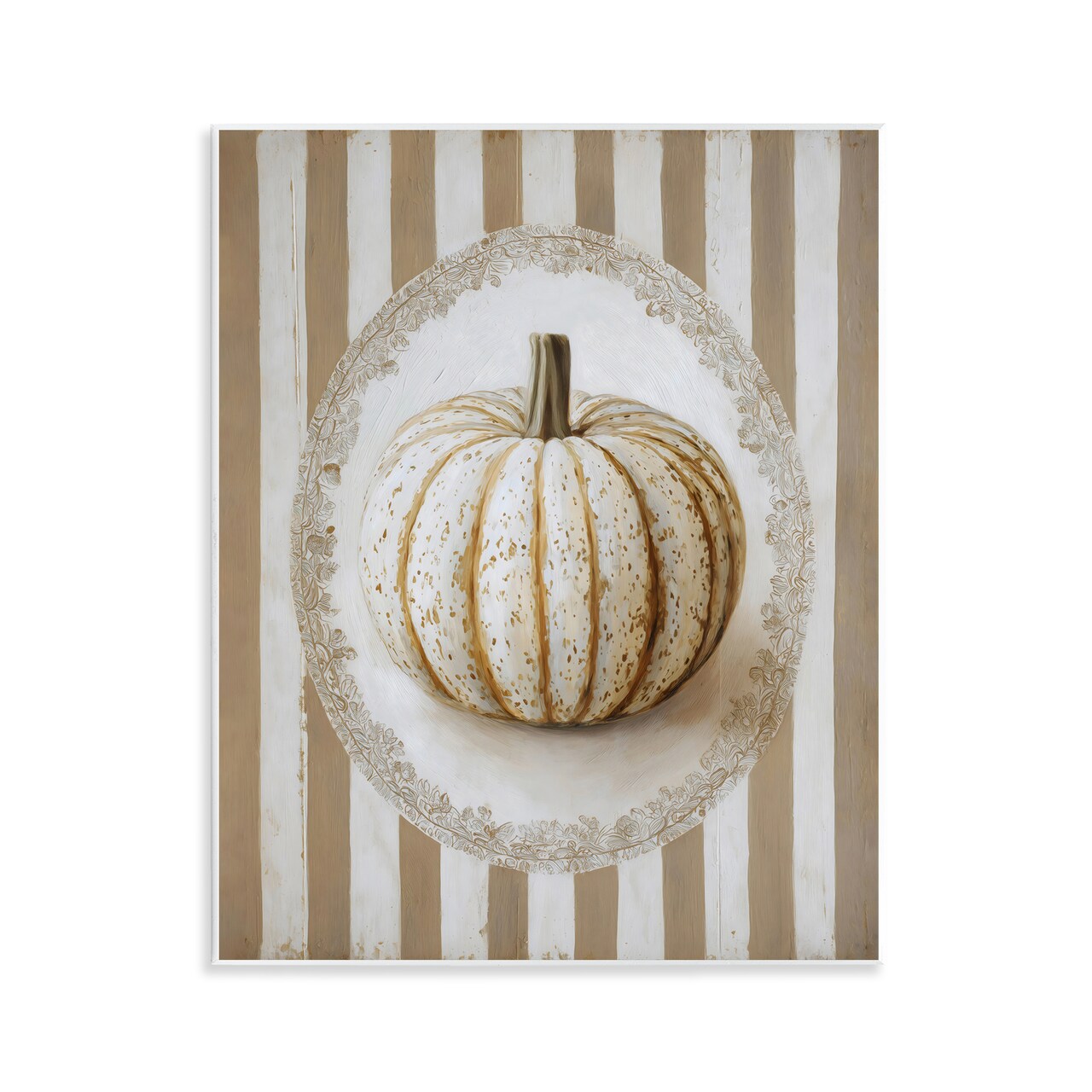 Stupell Industries Beige Stripes Pumpkin Wall Plaque, design by Arlington Prints